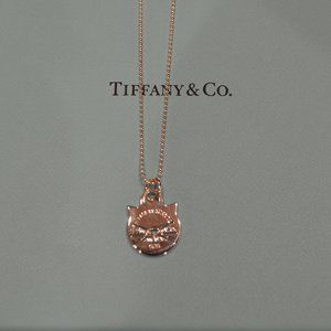 Tiffany and Co Sterling Silver Cat Charm Necklace